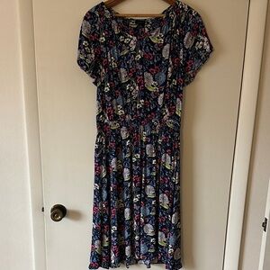 Talbots Navy Floral Midi Dress